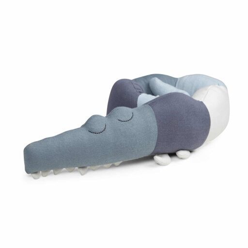 Gestricktes Mini-Kissen, Sleepy Croc, powder blue